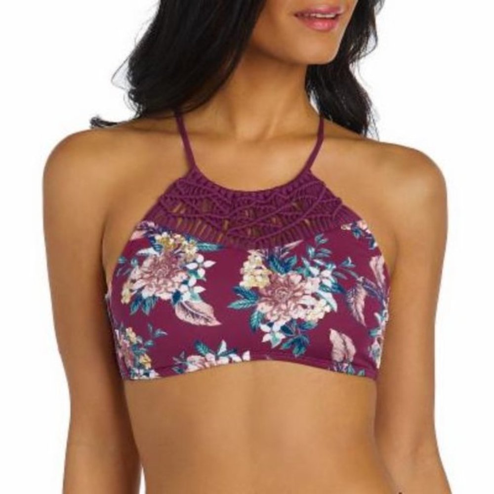 New Ambrielle Floral High Neck Swimsuit Top Size S